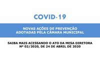 Novas medidas de prevenção contra o coronavírus são adotadas pela Câmara Municipal