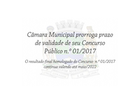 Câmara Municipal prorroga prazo de validade de seu Concurso Público N.º 01/2017